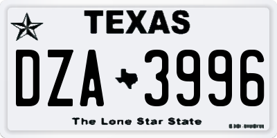 TX license plate DZA3996