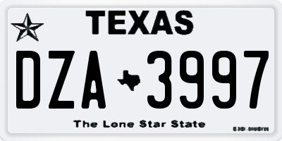 TX license plate DZA3997