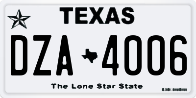 TX license plate DZA4006