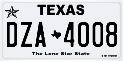 TX license plate DZA4008