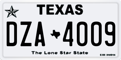 TX license plate DZA4009