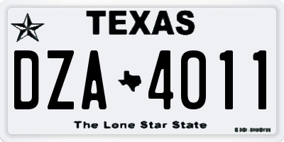 TX license plate DZA4011