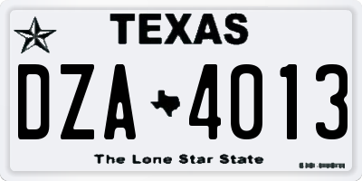 TX license plate DZA4013