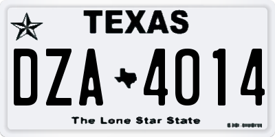 TX license plate DZA4014