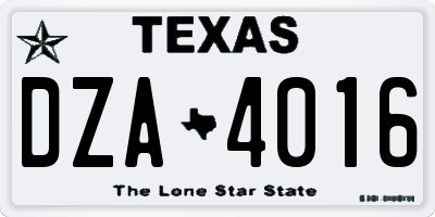 TX license plate DZA4016