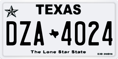 TX license plate DZA4024
