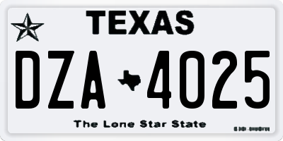 TX license plate DZA4025