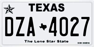 TX license plate DZA4027