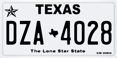 TX license plate DZA4028