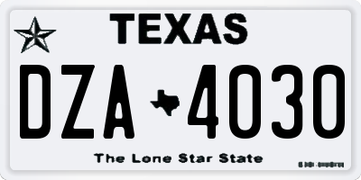 TX license plate DZA4030