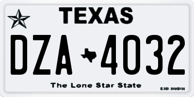 TX license plate DZA4032