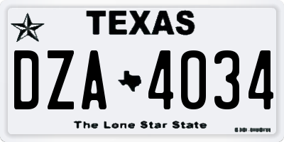 TX license plate DZA4034