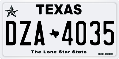 TX license plate DZA4035