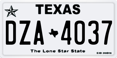 TX license plate DZA4037