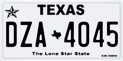 TX license plate DZA4045