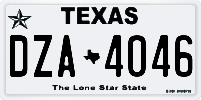 TX license plate DZA4046