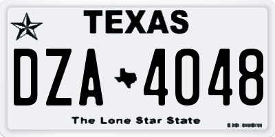 TX license plate DZA4048
