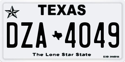TX license plate DZA4049