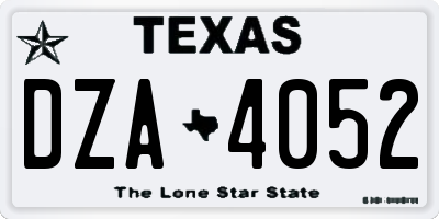 TX license plate DZA4052