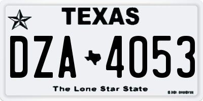 TX license plate DZA4053