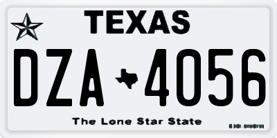 TX license plate DZA4056