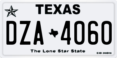 TX license plate DZA4060