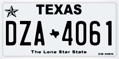 TX license plate DZA4061
