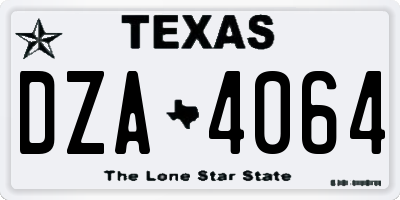 TX license plate DZA4064