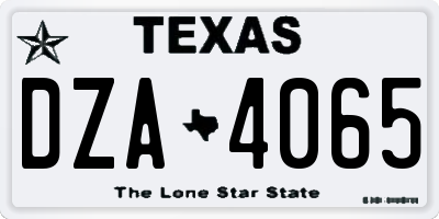 TX license plate DZA4065