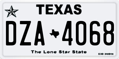 TX license plate DZA4068