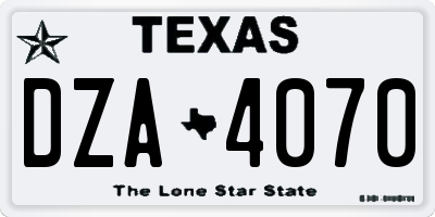 TX license plate DZA4070