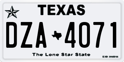 TX license plate DZA4071