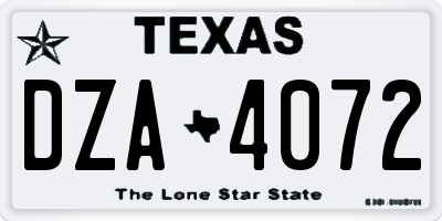 TX license plate DZA4072
