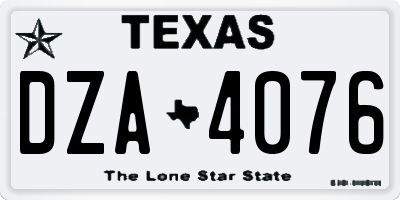 TX license plate DZA4076