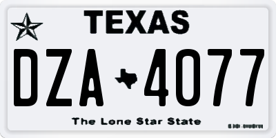 TX license plate DZA4077