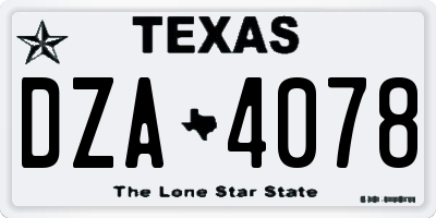 TX license plate DZA4078