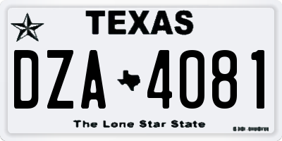 TX license plate DZA4081