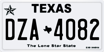 TX license plate DZA4082