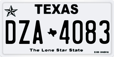 TX license plate DZA4083