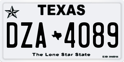 TX license plate DZA4089
