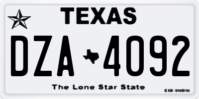 TX license plate DZA4092