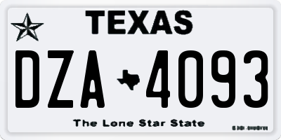 TX license plate DZA4093