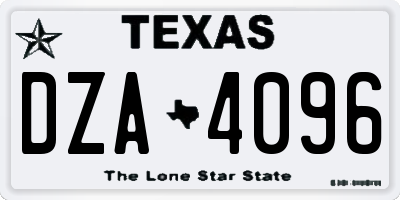 TX license plate DZA4096