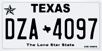 TX license plate DZA4097