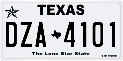 TX license plate DZA4101