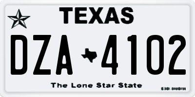 TX license plate DZA4102