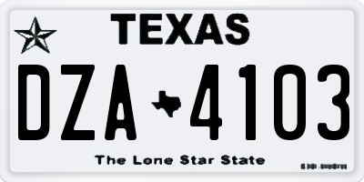 TX license plate DZA4103