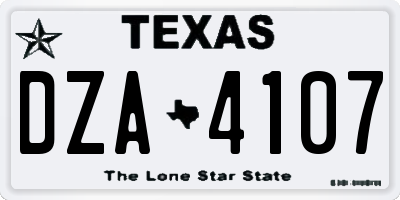 TX license plate DZA4107
