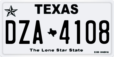 TX license plate DZA4108