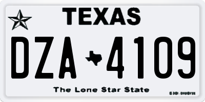 TX license plate DZA4109